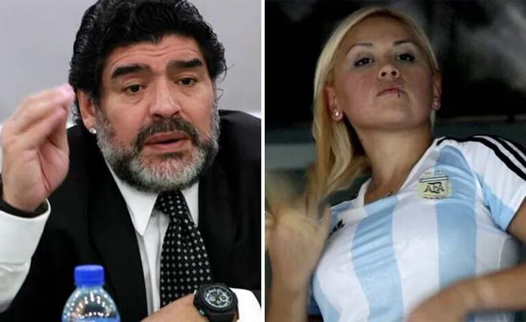 Diego Armando Maradona y Verónica Ojeda, lejos de firmar el acuerdo por su bebé. (Fotos: Web)