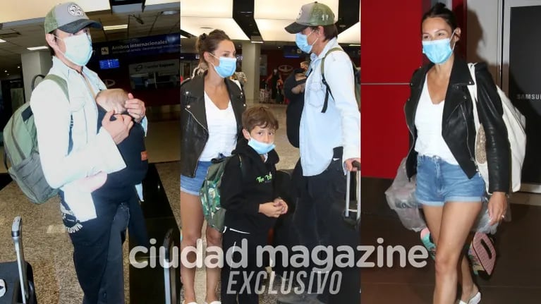 El look de Pampita y su familia en el aeropuerto de Ezeiza tras regresar de sus vacaciones de Punta Cana (Fotos: Movilpress)