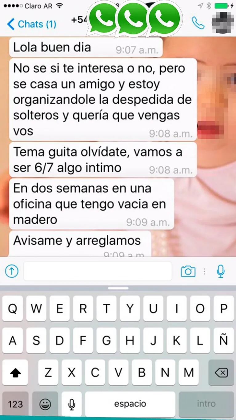 Lola Bezerra escrachó a un hombre que le hizo una propuesta indecente por WhatsApp