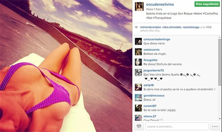 Silvina Escudero y una selfie ultra hot. (Foto: Instagram)