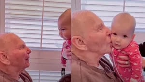 Este abuelo de 94 años con Alzheimer conoce a su bisnieta por primera vez