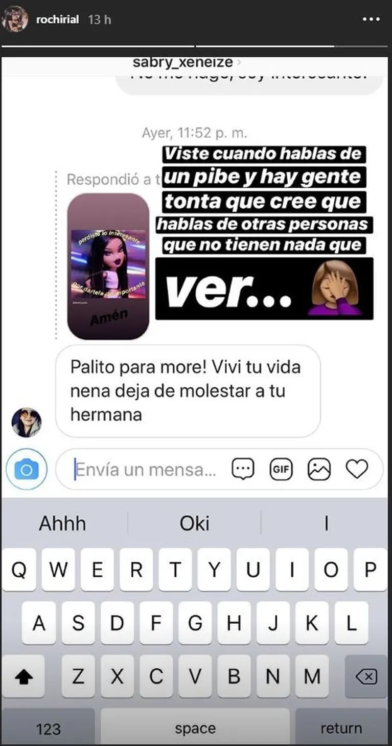 Rocío Rial aclaró un picante mensaje en Instagram, luego de que una seguidora se lo adjudicara para Morena