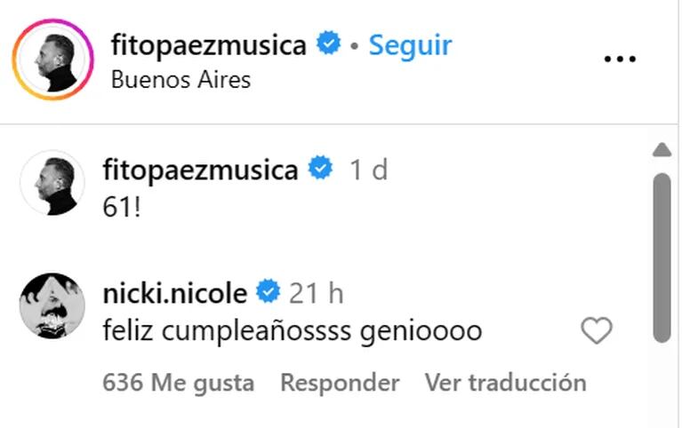 El significativo homenaje de Nicki Nicole a Fito Páez por su cumpleaños: “Genio”