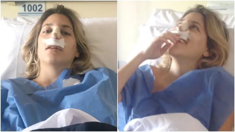 Las fotos de Marian Farjat, recién salida del quirófano, tras operarse de la nariz (Fotos: Twitter)