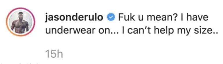 Instagram censuró una foto de Jason Derulo en bóxer por el tamaño de su miembro
