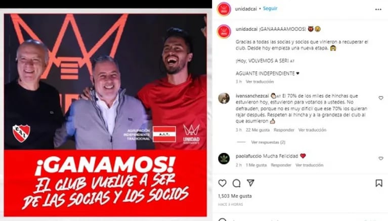 Fabián Doman arrasó en las elecciones y es el nuevo presidente de Independiente