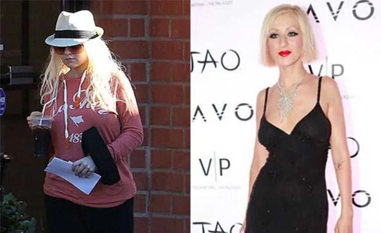 El ahora y uno de los antes de Christina Aguilera. (Fotos: Daily Mail y Web)