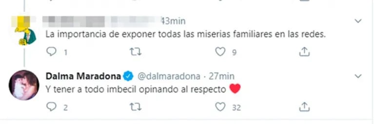Sarcástica respuesta de Dalma Maradona luego de que Jana la tildara de "ridícula": "La importancia de una buena madre"
