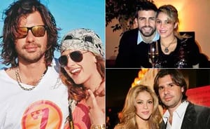 Antonio con Daniela Ramos, Shakira con Piqué y otra imagen de De la Rúa con la colombiana. (Fotos: Web)