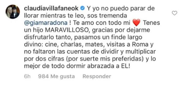 Gianinna Maradona y un profundo mensaje de amor a Claudia Villafañe: "Perdón por todas las que te hice pasar" 