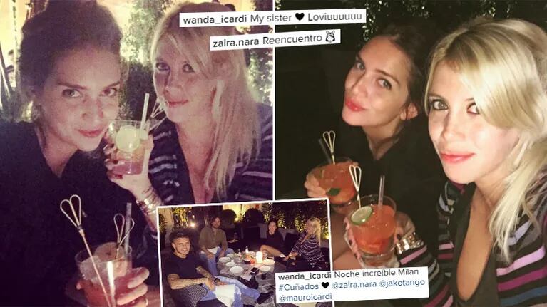 ¡Reencuentro de hermanas! Wanda y Zaira, cena y tragos en Milán. (Foto: Instagram)