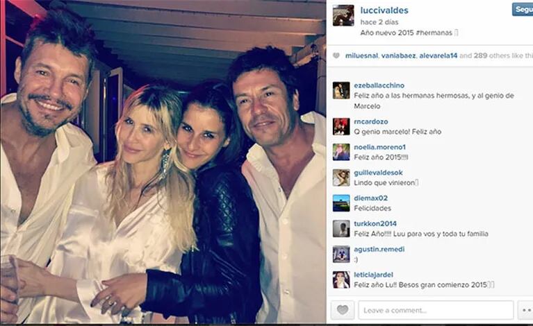 Lucía junto a Guillermina, Marcelo y su novio Aníbal en Año Nuevo (Foto: Instagram). 