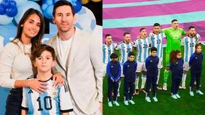 Antonela Roccuzzo, Thiago y Leo Messi, Selección Argentina. 