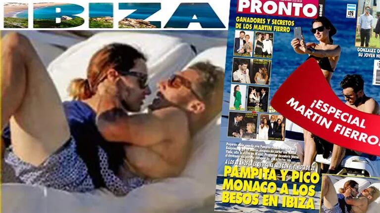 La tapa de la revista Pronto muestra a Pampita y Pico Mónaco, a los besos en Ibiza.