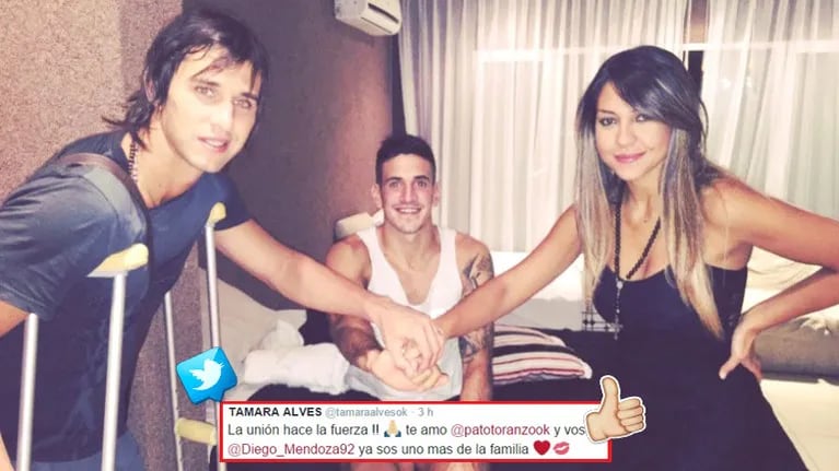 Tamara Álves publicó una foto de Pato Toranzo junto a su compañero Diego Mendoza, rehabilitándose en su casa (Foto: Twitter)