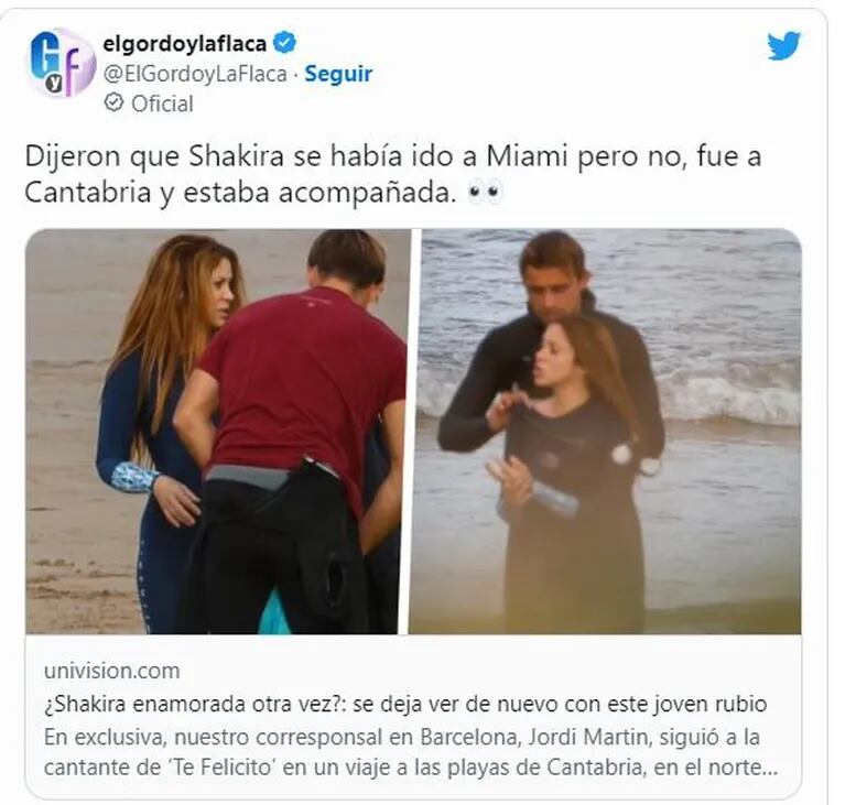 Shakira se fue con su rubio profesor de surf a la Cantabria