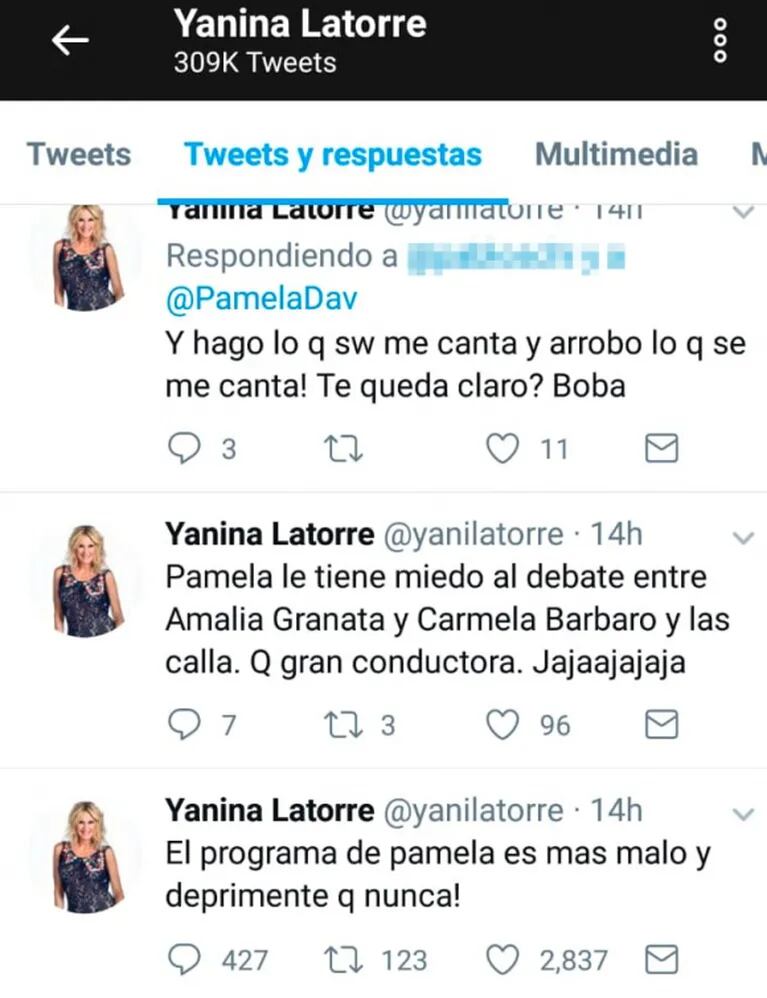Yanina Latorre, dura tras el regreso de Pamela David a la TV: "El programa es más malo y deprimente que nunca"