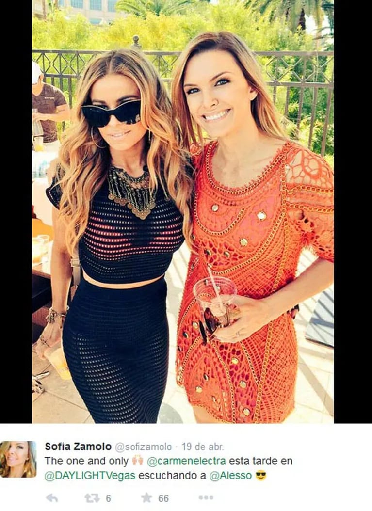 Sofía Zámolo con Carmen Electra en Las Vegas. (Foto: Instagram)