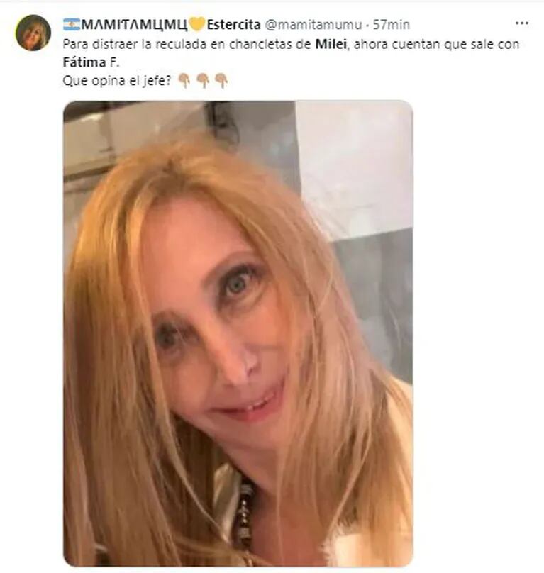 Los memes Javier Milei y Fátima Florez (fotos: Twitter)
