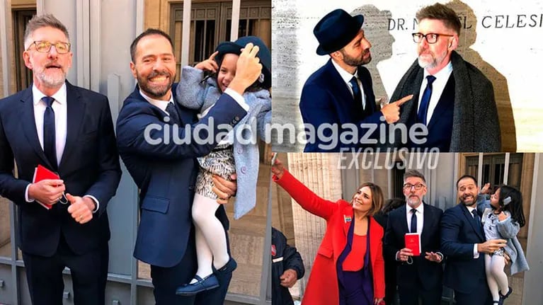Las fotos del casamiento sorpresa de Luis Novaresio y Braulio Bauab: familia ensamblada y mucho amor en el Registro Civil