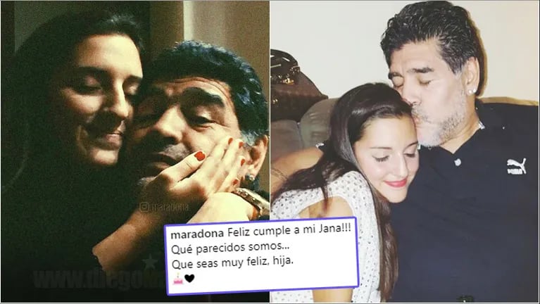 El saludo de Diego Maradona a Jana en su cumpleaños (Fotos: Instagram)