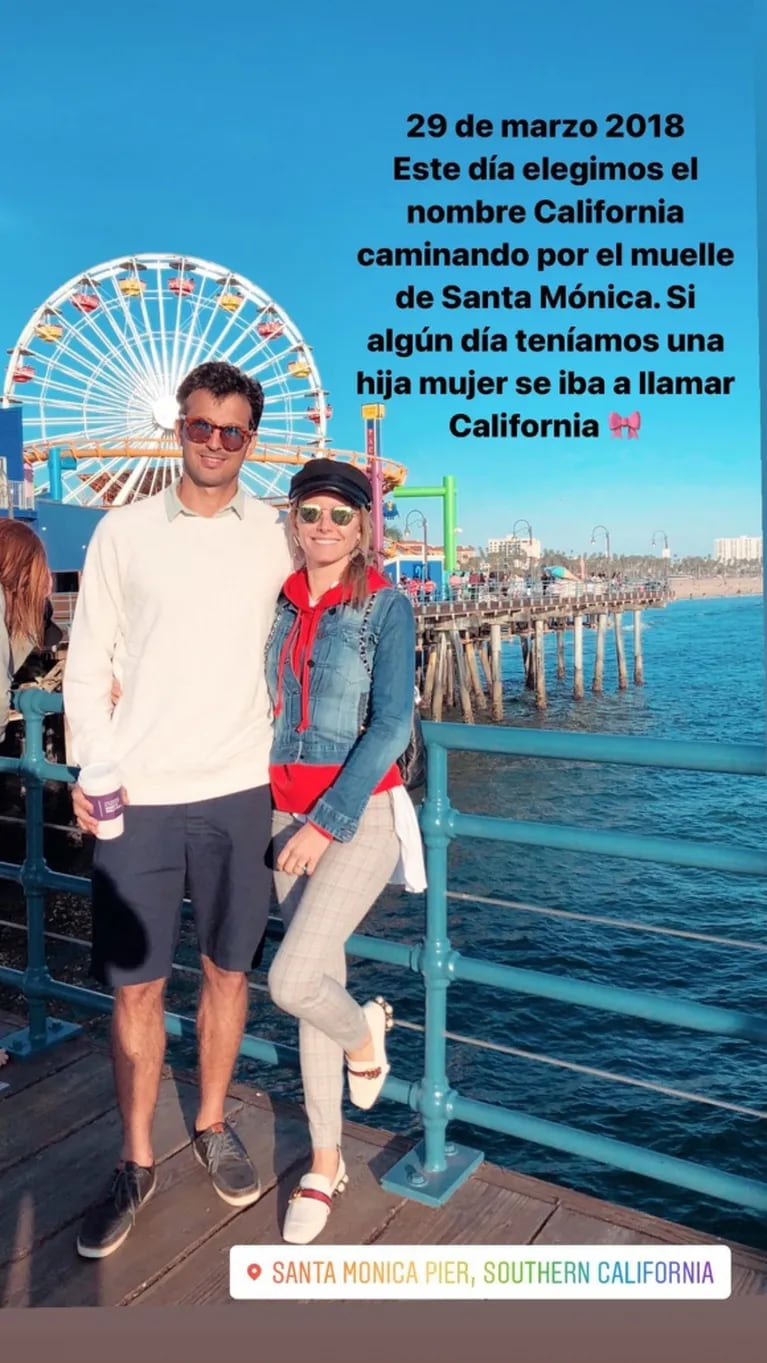 Sofía Zámolo reveló el origen de California, el particular nombre de su hija: "Lo elegimos caminando por el muelle de Santa Mónica"