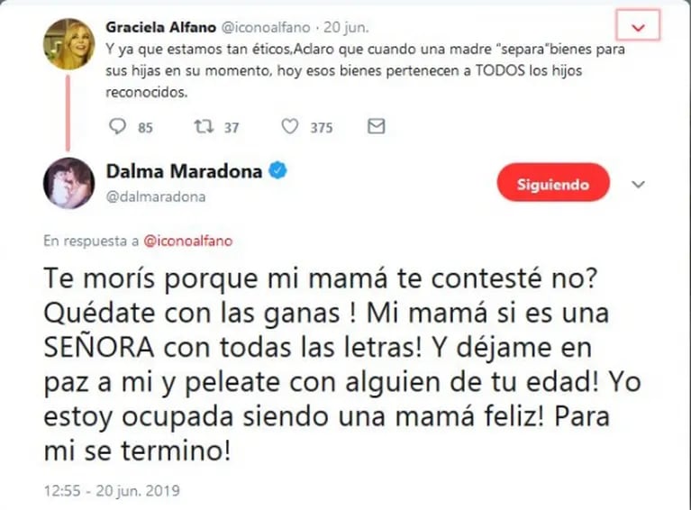 El picante contraataque de Dalma Maradona a Graciela Alfano: 