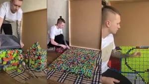 Este artista de 21 años crea retratos gigantes de personajes de la cultura pop con cientos de cubos de Rubik