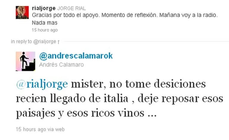 El consejo de Calamaro a Jorge Rial. (Foto: @andrescalamarok)