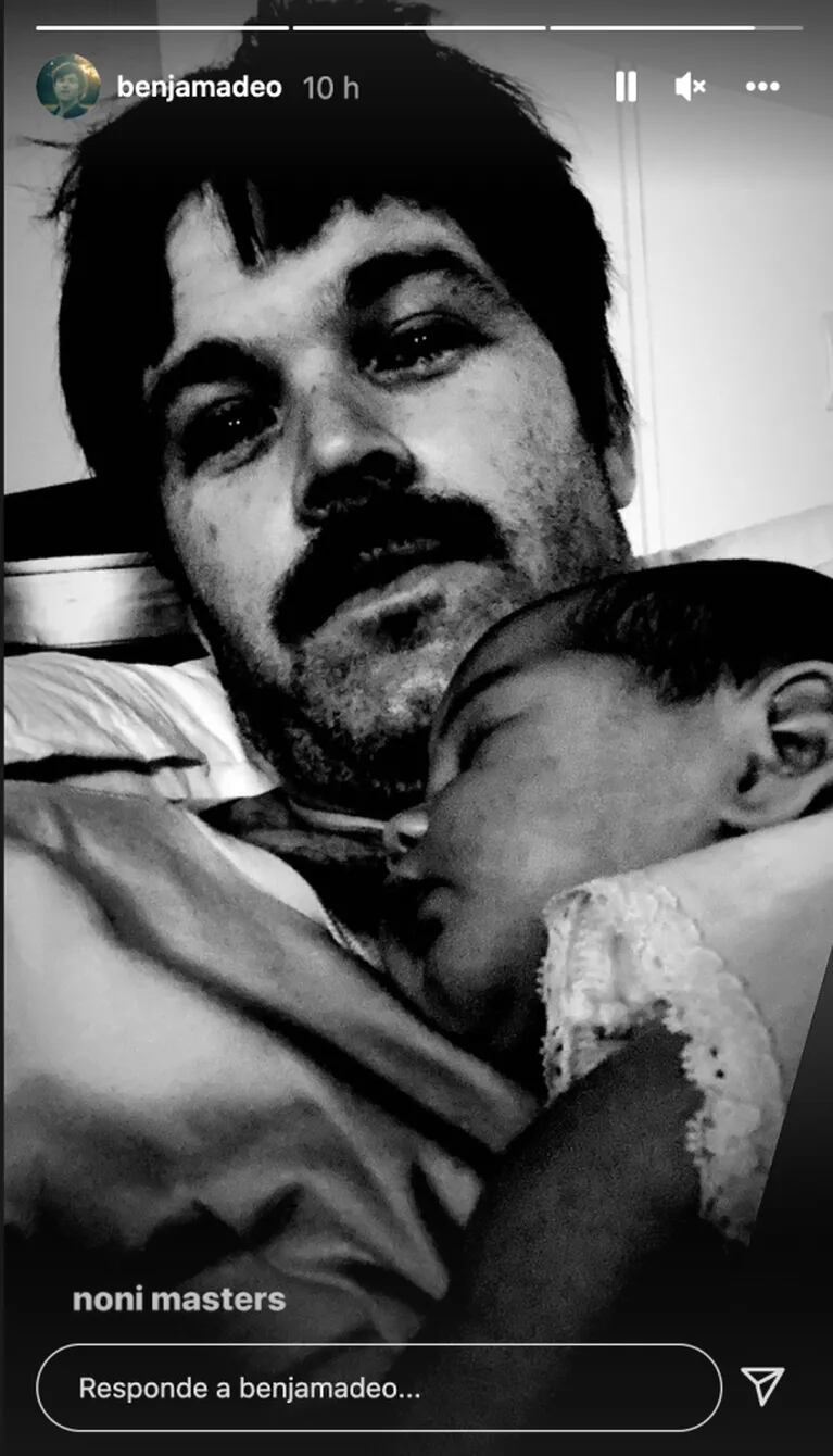 Benjamín Amadeo presentó a su beba mediante su primera foto juntos: "Noni masters"