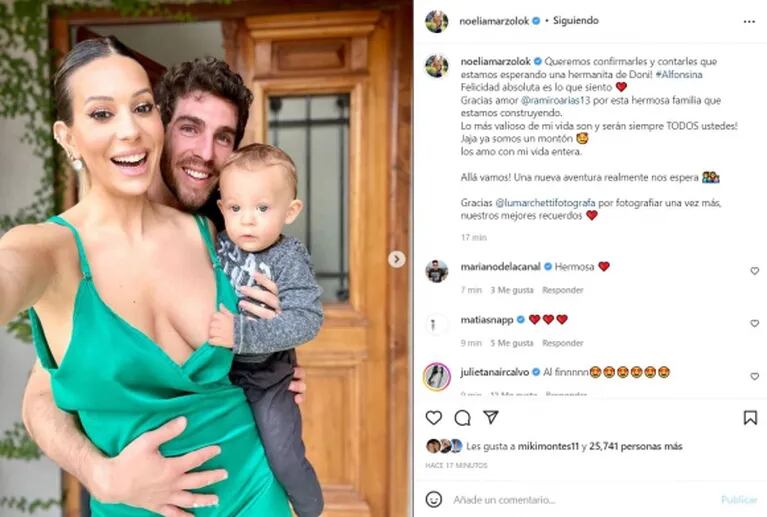 Noelia Marzol anunció su segundo embarazo junto a Ramiro Árias: "Donatello va a tener una hermana y se va a llamar Alfonsina"