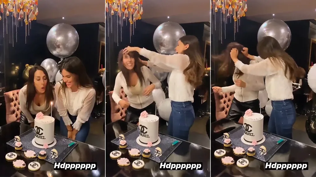 El divertido festejo de cumpleaños de Barby Franco imitando el video viral de las hermanitas ¡que se agarran de los pelos!