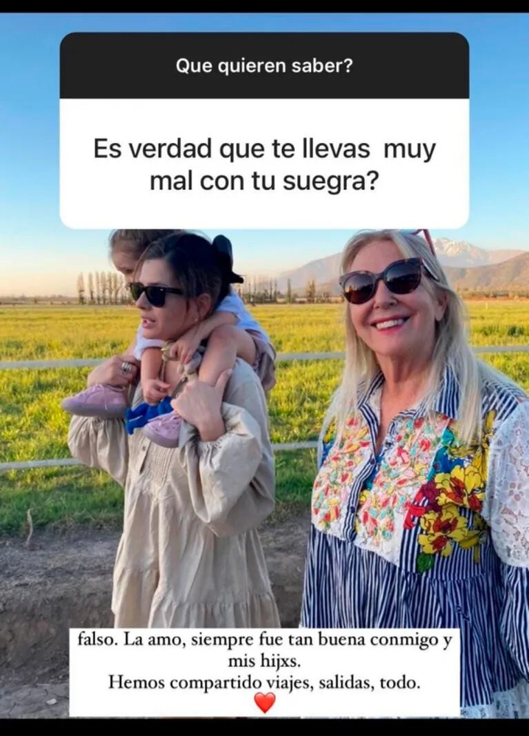 China Suárez reveló cómo es su relación con la madre de Benjamín Vicuña tras la versión de pelea: "La amo"