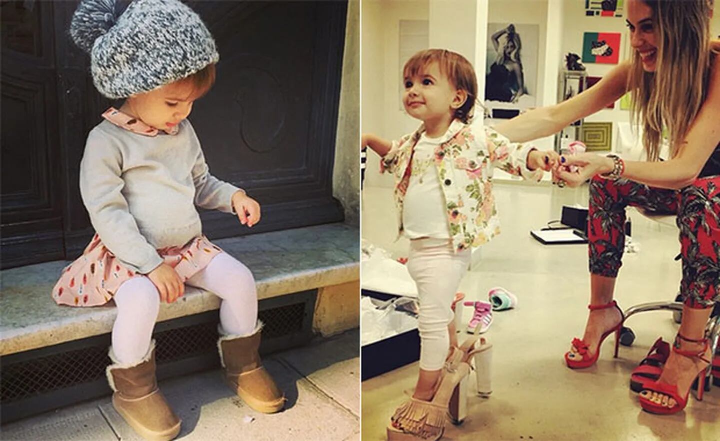 Con los zapatos de mamá: Lupe, la hija de Chechu Bonelli, juega a ser modelo (Foto: Instagram)