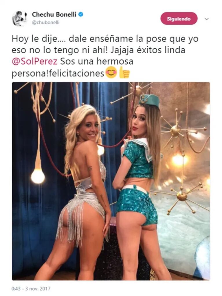 Chechu Bonelli y una foto sexy junto a Sol Pérez en su despedida del Bailando: "Le dije 'enseñame la pose'"
