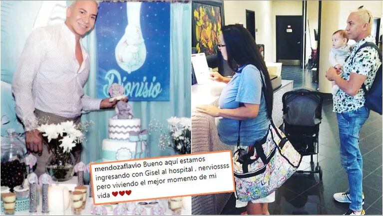 La foto de Flavio Mendoza ingresando al hospital con la madre subrogada (Foto: revista Gente e Instagram)