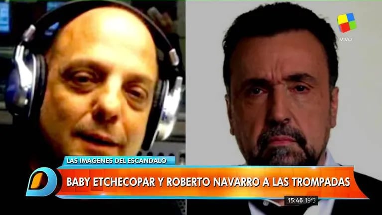El video de la pelea a piñas de Baby Etchecopar y Roberto Navarro