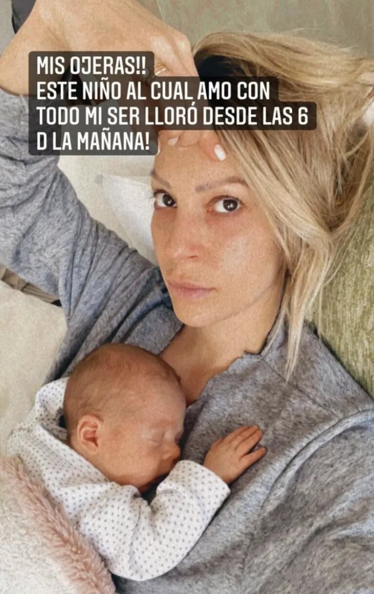 Noelia Marzol mostró sus ojeras después del nacimiento de su bebé Donatello: "Lloró desde las seis de la mañana"