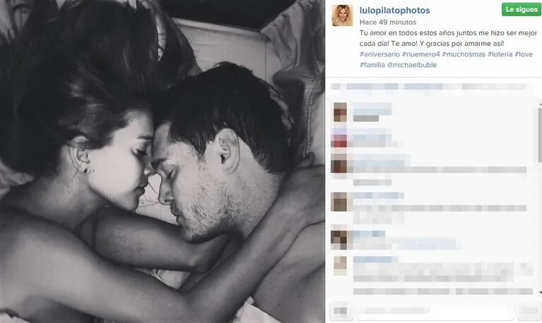 Luisana Lopilato y Michael Bublé, declaraciones de amor y foto íntima por su aniversario de casados (Foto: Instagram)