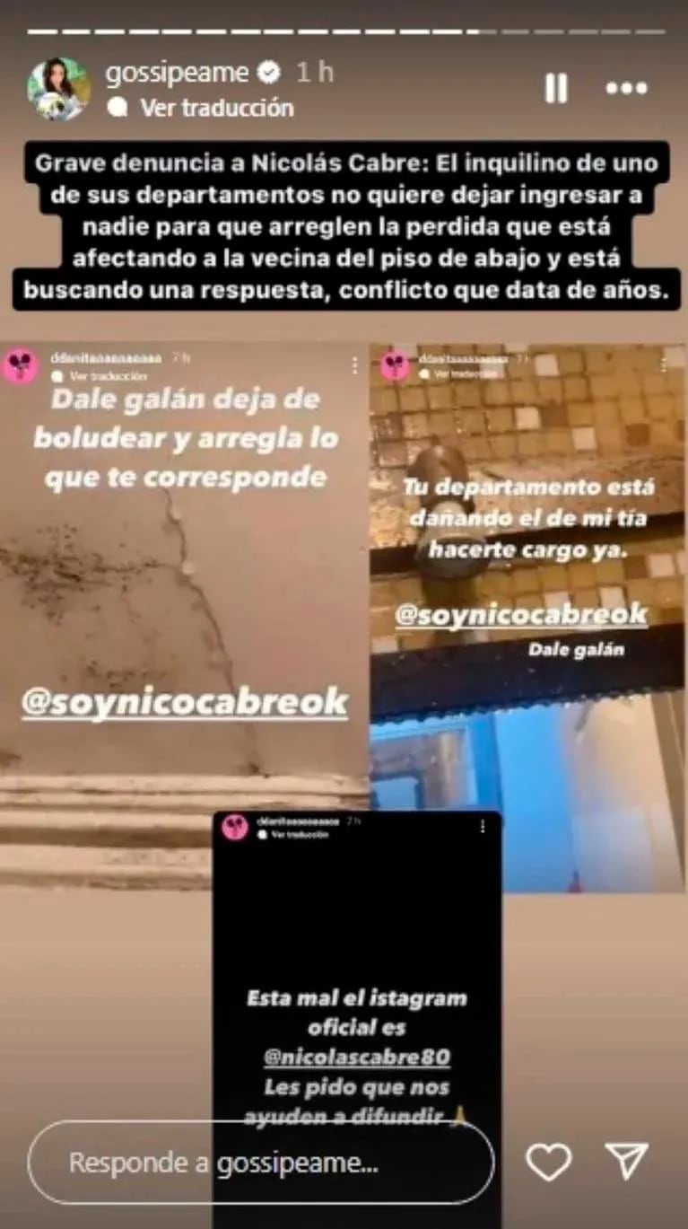 El posteo con el que escracharon a Nicolás Cabré (Foto: Instagram)
