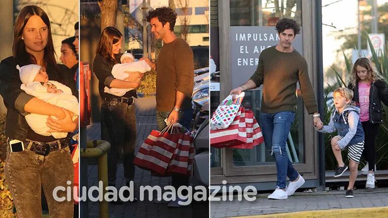 ¡Tarde en familia! Mariano Martínez, paseo de compras junto a Camila Cavallo, su beba y sus hijos. (Foto: Movilpress)