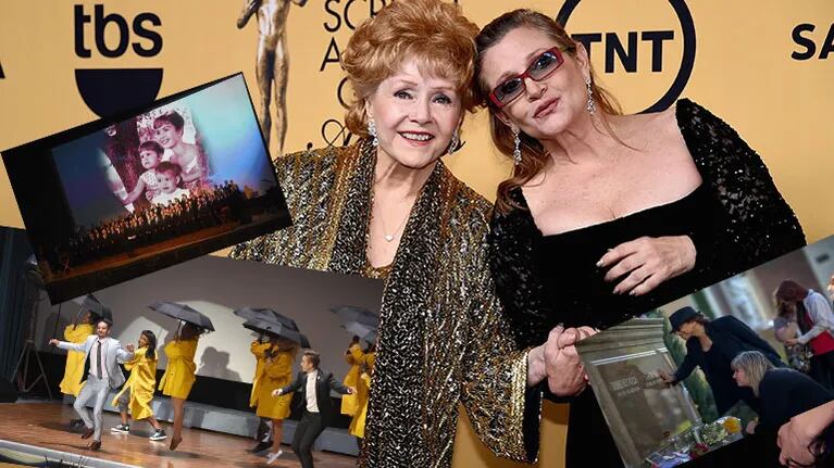 Multitudinario homenaje a Debbie Reynolds y Carrie Fisher en Hollywood. Foto: AFP.