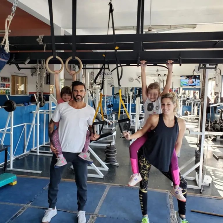 La salida a puro entrenamiento de Cubero con sus hijas y Mica Viciconte: "Mañana productiva, todos al gym"