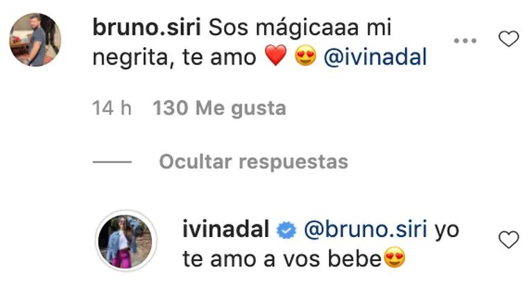 Ivana Nadal y Bruno Siri se dedicaron su amor en Instagram, tras los rumores de separación: "Sos mágica"