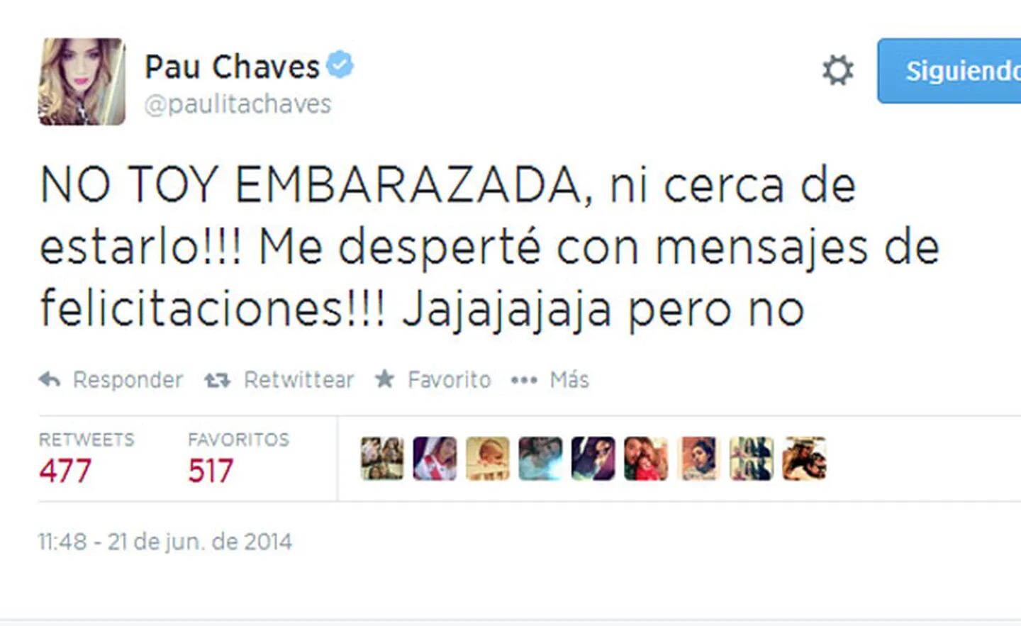 Paula Chaves desmintió los rumores sobre un posible embarazo (Foto: Captura). 
