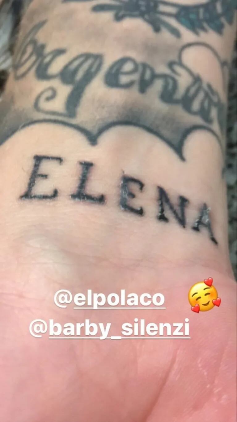 El nuevo tatuaje del Polaco dedicado a la hija de Barby Silenzi