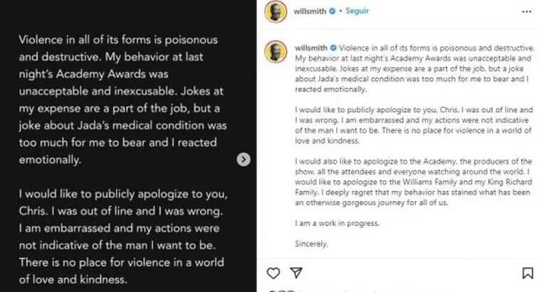 Romina Pereiro lanzó un llamativo posteo sobre el escándalo de Will Smith en los Oscar y luego lo borró: "Señor del bien"