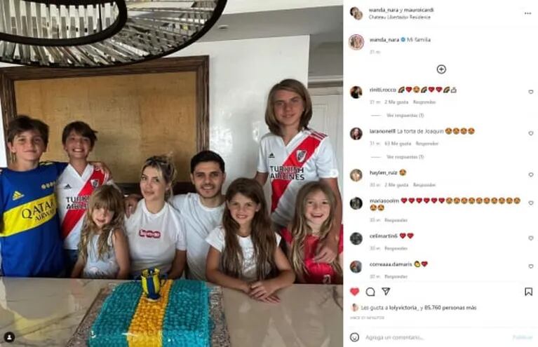 Mauro Icardi llegó a la Argentina para reencontrarse con Wanda Nara: las fotos con sus hijos y la torta del nene pastelero