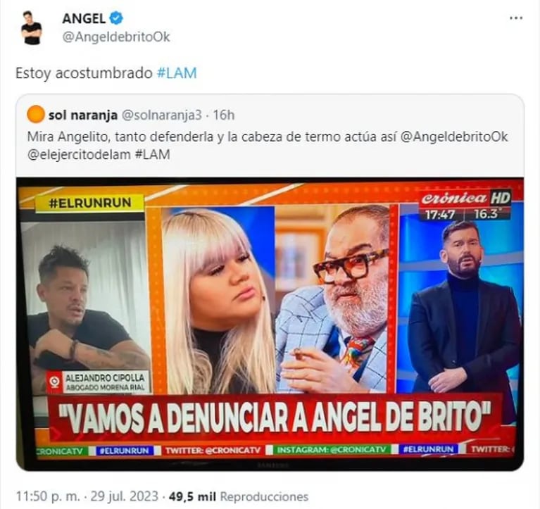 Morena Rial llevará a la Justicia a Ángel de Brito por el robo en LAM: la reacción del conductor