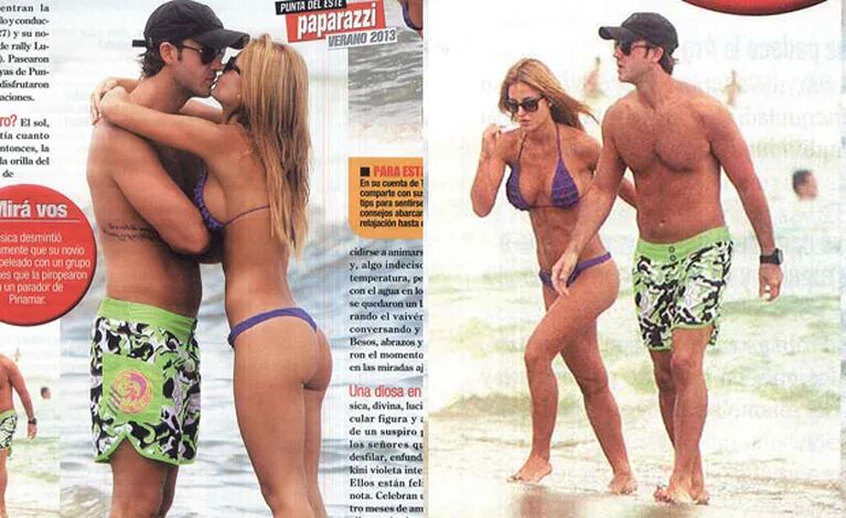 Jésica Cirio junto a su novio Luciano Bernardi en Punta del Este. (Fotos: revista Paparazzi)